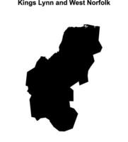Kings Lynn and West Norfolk blank outline map vector