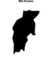 Mid Sussex blank outline map vector