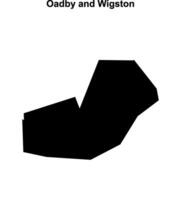 Oadby and Wigston blank outline map vector