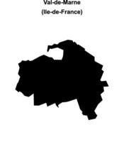 Val-de-Marne department blank outline map vector