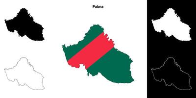 Pabna district outline map set vector