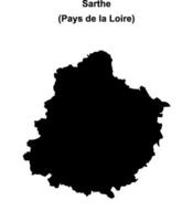Sarthe department blank outline map vector