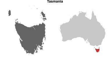 Tasmania blank outline map set vector
