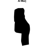 Al Marj district blank outline map vector