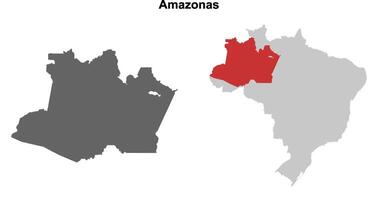 Amazonas state blank outline map set vector