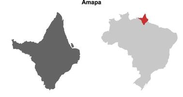 Amapa state blank outline map set vector