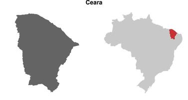 Ceara state blank outline map set vector