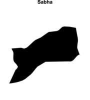 Sabha district blank outline map vector
