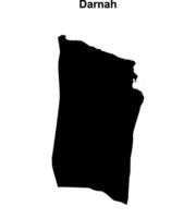 Darnah district blank outline map vector
