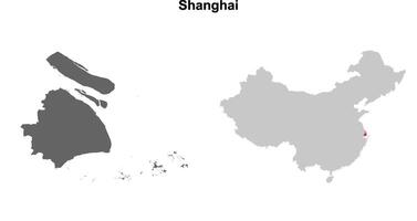 Shanghai province blank outline map set vector