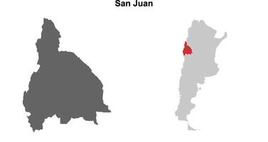 San Juan province blank outline map set vector