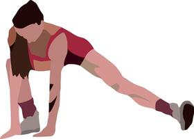 A woman is doing a squat exercise on a white background vector