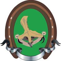 A green oval with a large bird in it vector