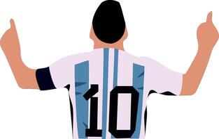 A soccer player with his hands up and the number 10 on his jersey vector
