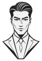 Men haircut, slicked back at an angle and side-part in the style of the 1930s. vector