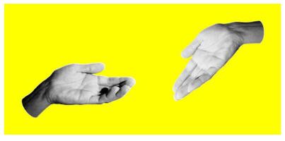 Halftone image of hands. Pop art retro style illustration vector
