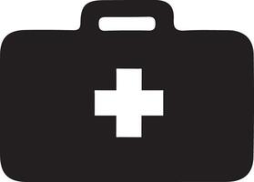 a black first aid case with a white cross on it vector