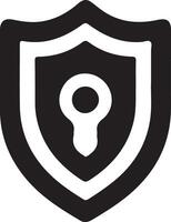 a black and white shield with a keyhole vector