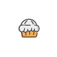 Outline design of cupcake, pie, bread dish. vector