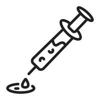 Syringe black line icon, editable stroke, line thickness 100px, injection sign size 3400x3400 px, single monochrome illustration of a vaccine, shot vector
