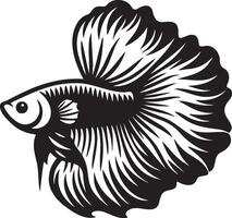 Hand Drawn Side View of Betta Splendens Fish Illustration. vector