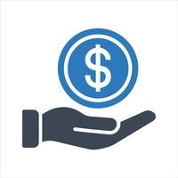dinero en mano icono. ingreso, presupuesto, pago icono vector