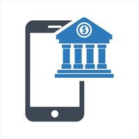 Mobile banking app on smartphone icon. Online banking icon vector