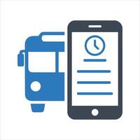 Bus timetable icon. Checking bus times on a smartphone vector