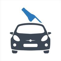 Do not drink and drive icon. Drunk man returning to his car. Drunk driving icon vector