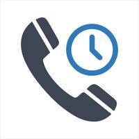 Phone and clock icon, customer support icon vector