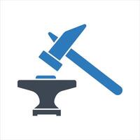 Anvil and hammer icon vector