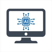 Artificial intelligence icon. Semiconductor. CPU. Processor. AI chip icon vector