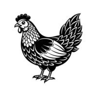 Hen line art isolated on a white background vector