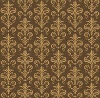 Seamless Baroque Medallion Pattern On Brown Background vector