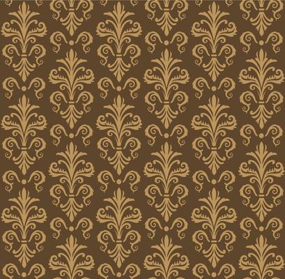 Seamless Baroque Medallion Pattern On Brown Background