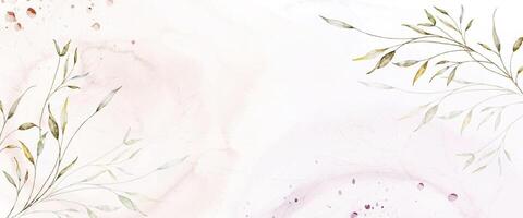 Abstract background with watercolor botanical leaves branches on stains vector