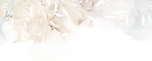Abstract background with leaves art on watercolor stains vector