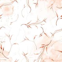 Orange watercolor leaves and stains seamless pattern background vector