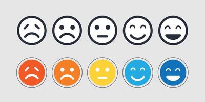 Feedback emoticons emojis. Smiley icon set , happy, neutral, sad, emoji, icon, Customer satisfaction rating scale with good and bad emotions. vector