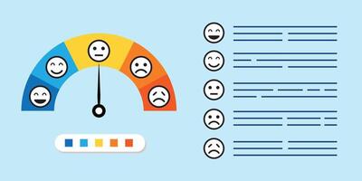 Feedback concept design set. Feedback emoji. Bad and Good Review. Emoticon, emoji and smile, emotions scale. Happy and Sad reaction. Mood faces for survey, rating icons. vector