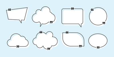 Quote box frame, big set. Quote text in speech bubble. Quote box icon. Blank template quote text info design boxes quotation bubble blog quotes symbols. vector