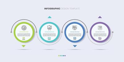 Business infographic template. 4 Step timeline journey. Process diagram, 4 options on white background, Infograph elements vector