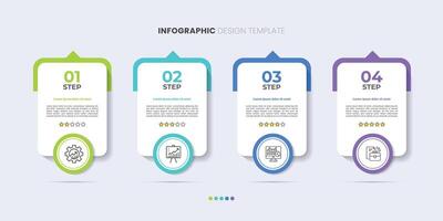 Business infographic template. 4 Step timeline journey. Process diagram, 4 options on white background, Infograph elements vector