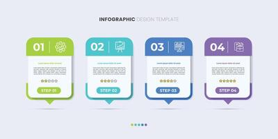 4 Step Infographic label design template with Rating design. Process steps diagram, presentations, workflow layout, banner, flow chart, info graph vector