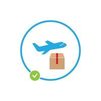 A plane is flying over a box with a check mark vector