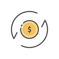 A dollar coin in a circle with a line around it vector