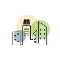 A city with a solar panel on top of it vector