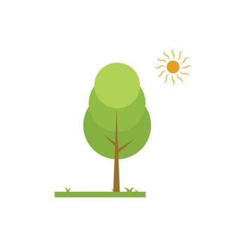 A tree with a sun behind it on a white background vector