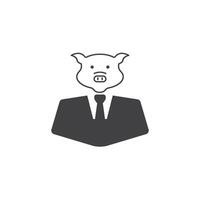 A pig in a suit and tie icon vector