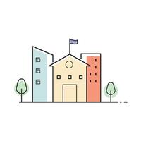 School building with flag and trees on the side vector